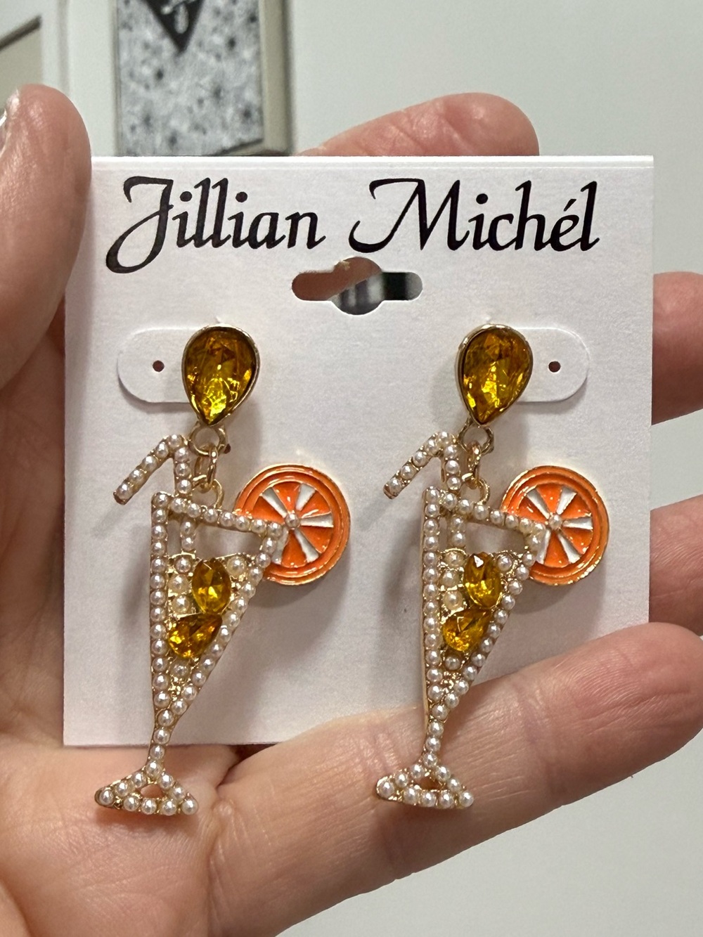 Jillian Michél Gold & Orange Cocktail Drop Earrings